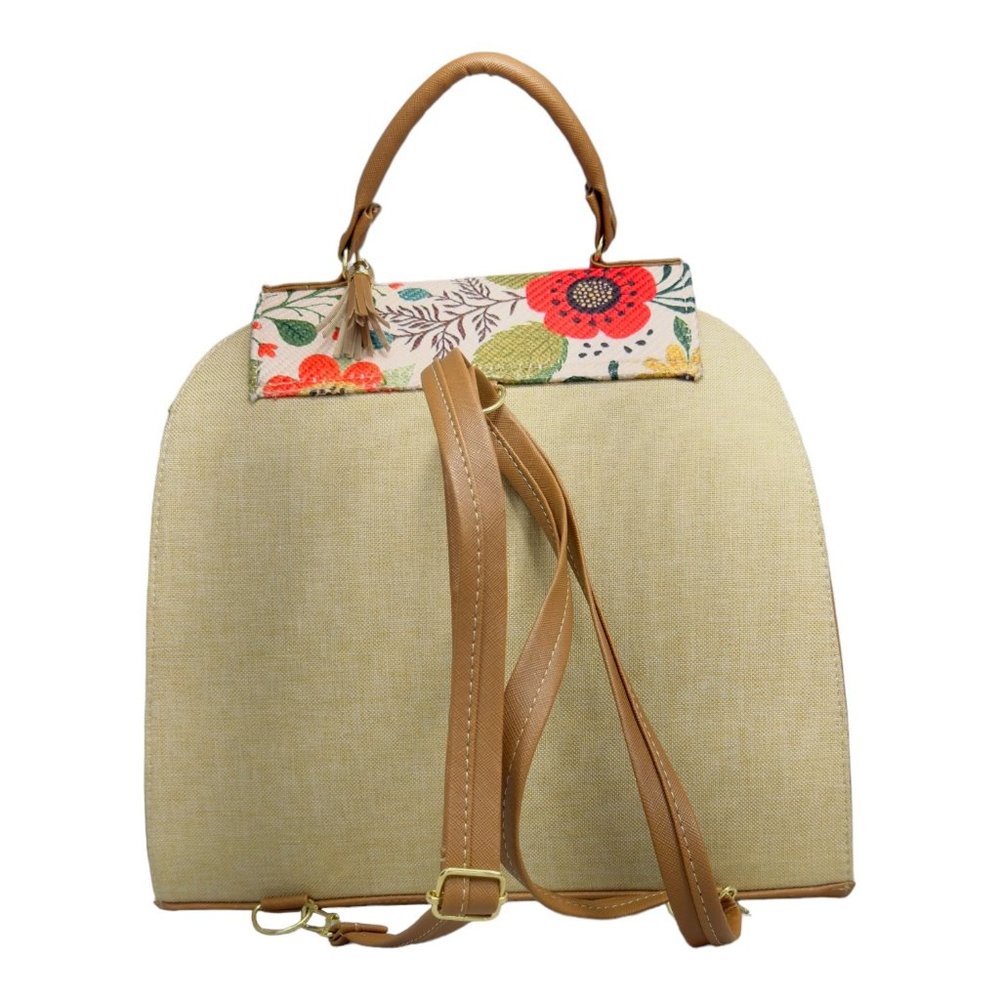 Artisan Made Frida Kahlo Canvas Faux Leather Tote Backpack From Coyoacan Mexico - Picture 7 of 9
